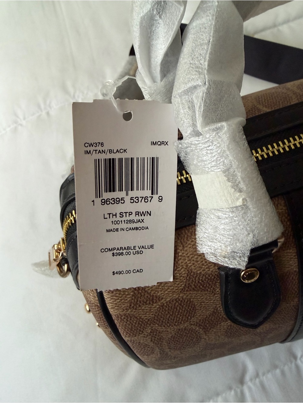 Coach Brown Signature Canvas Mini Satchel with Black Center Panel - Picture 3 of 6